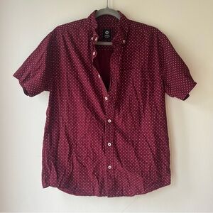 Amnesia Polka Dot Button-Down Shirt in Maroon